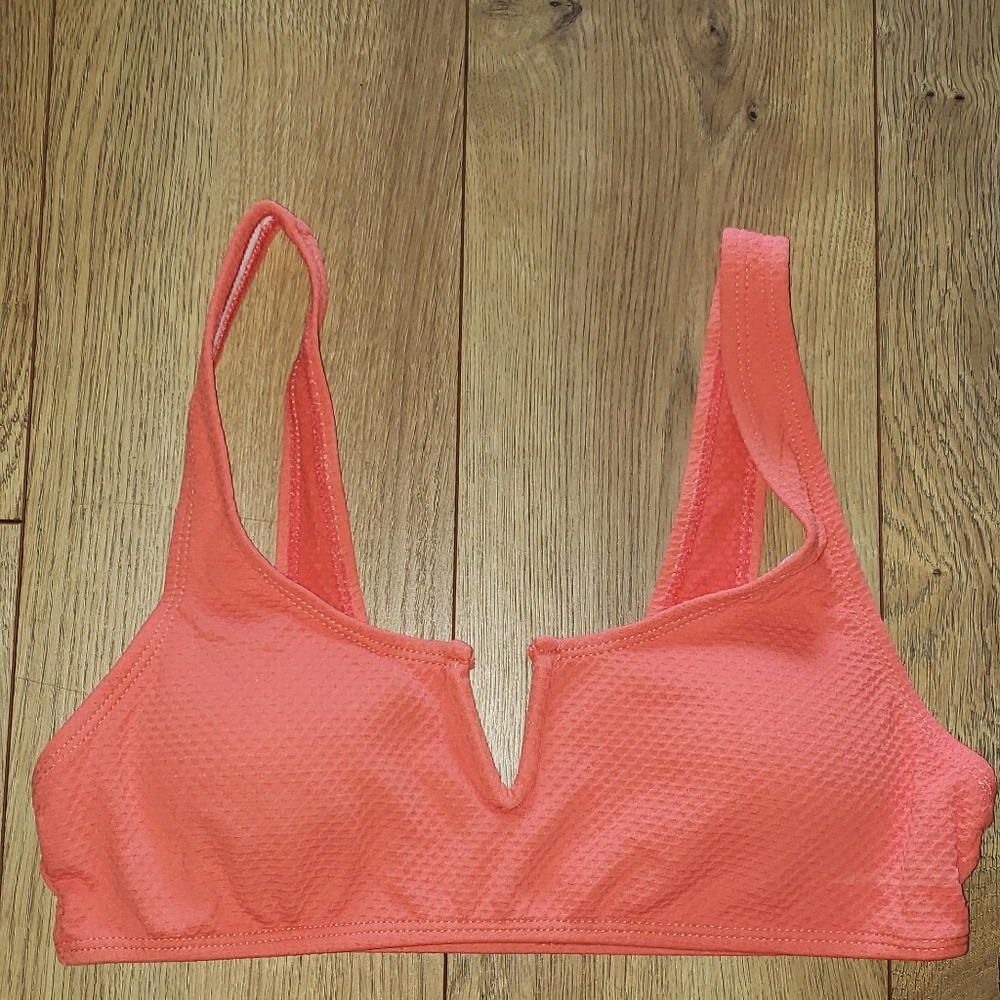 Coral scoop bikini top